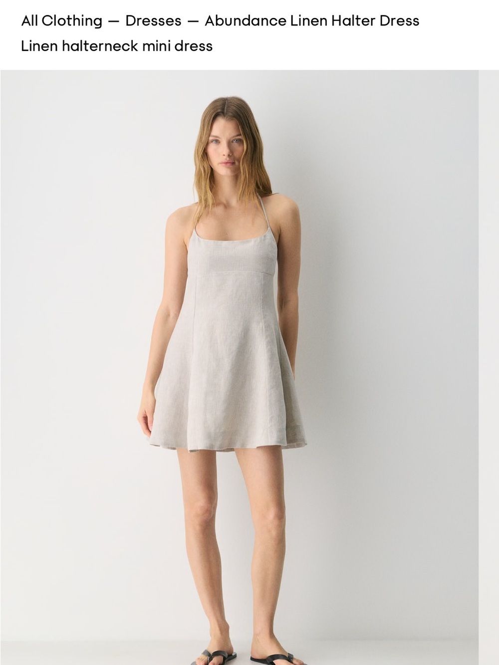 Aritzia Linen Halter Mini Dress — Light Beige